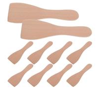 SHOWERORO Ustensiles Cuisine Lot de 10 Faciles à Nettoyer Spatules Raclette Bois en Hêtre, Spatule Droite Manche Confortable pour Barbecue et Friture pour Cuisson et Pâtisserie