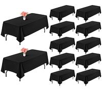 Showgeous Lot de 12 Napperons Noirs 152,4 x 254,4 cm pour Tables Rectangulaires de 1,80 m, Housse de Table en Polyester Lavable et Anti-rides pour Mariages, Banquets, Camping, Salle à Manger