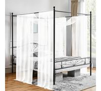 Showgeous Lot de 2 rideaux à baldaquin blanc de 140 x 548 cm pour cadre de lit double/grand lit, rideaux de lit transparents, voilages en tulle