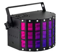 Showlite DS-3 LED Effet Derby - Effet Hybride avec Stroboscope - Effet Lumière RGBW pour fête, bar et DJs mobiles - Projecteur hybride avec contrôle DMX & micro pour contrôle musical