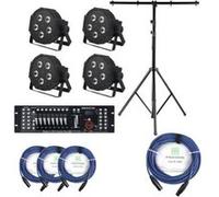 Showlite FLP-5x8W projecteur 4 x set, y compris le contrôleur DMX Master pro USB + statif + câble G
