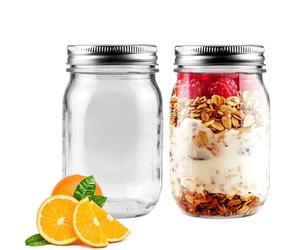 Showvigor Lot de 2 Bocaux en Verre 500ml Style Mason Jar Couvercles Amovibles Hermétiques pour Confiture Miel Conservation Préparation Repas Yaourt Overnight Oats Cadeau Mariage