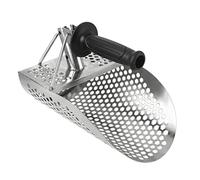 SHPKLO Pelle à Sable en Acier Inoxydable, Pelle de détection de métaux avec Surface électroplaquée antirouille, Trous de filtrage Rapides pour la Chasse aux trésors sur la Plage,