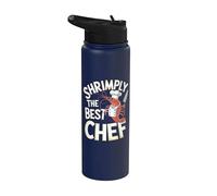 Shrimply The Best Chef Funny Cook Pun Chef Stainless Steel Insulated Water Bottle