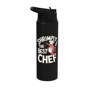 Shrimply The Best Chef Funny Cook Pun Chef Stainless Steel Insulated Water Bottle