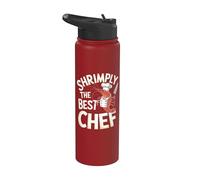 Shrimply The Best Chef Funny Cook Pun Chef Stainless Steel Insulated Water Bottle