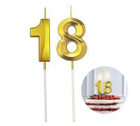 SHSMPXOY Bougie Anniversaire 18 Ans Bougie en Forme de Chiffre 18 Bougie- Dorées Numéro 3D D'anniversaire pour Gâteau pour Fête D'anniversaire Mariage Célébration