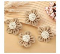 SHTGOI Lot de 10 fleurs en toile de jute faites à la main - Fleurs de jute naturelles - Roses en dentelle - Décoration de mariage - Décoration de Noël