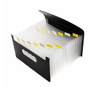 SHTGOI Porte-documents A6 avec 15 compartiments - Extensible - Portable - Étanche - Avec étiquettes colorées - Pour bureau, maison, école, documents - Noir