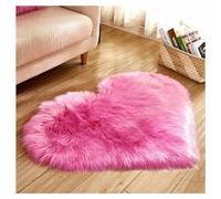 SHTGOI Tapis moelleux en fourrure en forme de cœur - Tapis doux à poils longs en peau d'agneau - Tapis en fausse fourrure de mouton - Coussin de chaise - Tapis de sapin pour salon, canapé, chambre à