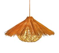 SHUANGZ Luminaire Suspendu en Rotin Lustres Tissés À La Main Restaurant Lustre Nid D'Oiseau Luminaire Décoratif De Plafond Lampe Semi-affleurante en Bambou Classique Éclairage Suspendu