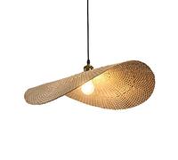 SHUANGZ Lustre Bambou Art Bambou Lampe À Suspension Lanterne De Style Pastoral Lampe Tressée À La Main en Chapeau De Paille E27 Lustre De Salle À Manger Rétro Abat-Jour en Rotin Clair Lampes De Ferme