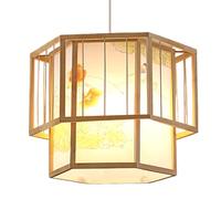 SHUANGZ Lustre En Bambou Tressé Avec Abat-jour En Lin À Motifs, Lampe Suspendue Décorative Style Chinois À Une Lumière, Faite À La Main, Pour Salle À Manger, Chambre, Salle De Bain Ou Comptoir Bar.