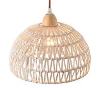 SHUANGZ Lustre En Corde De Chanvre Pour Salle À Manger, Luminaires De Style Ferme Ou Grange, Lanterne Artisanale En Corde De Chanvre Blanche À Une Lumière Pour Îlot De Cuisine, Salon, Chambre