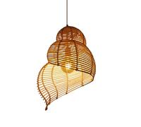 SHUANGZ Suspension En Bambou Et Rotin À 1 Lumière, Lampe Suspendue Lanterne Au Design Unique En Forme De Coquillage, Lustre En Osier Naturel, Pour Salon De Thé, Salle À Manger, Bar,