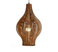 SHUANGZ Suspension En Rotin Marron De 50 Cm (19,7 Po) - Lot De 1 - Luminaire Suspendu Rustique Unique En Rotin Tressé - Lustre Idéal Pour Un Hall D'entrée De Style Ferme, Un Îlot De Cuisine