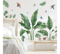 SHUCHING Grands Stickers Muraux Plantes Vertes, Autocollant Mural Feuille Tropicale, Décoration Murale pour Salon Chambre Adulte
