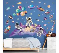 SHUCHING Stickers Muraux Astronautes Grands, Sticker Mural Planète Espace, Décoration Murale pour Chambre Enfants Garçon