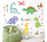 SHUCHING Stickers Muraux Dinosaures Aquarelle, Sticker Mural Dino Bébé, Decoration Murale pour Chambre Salon Enfants