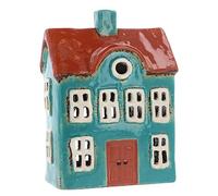 Shudehill Giftware Photophore en céramique Village Pottery - Gamme de Couleurs Vives - Beau Cadeau de Pendaison de crémaillère, décoration d'intérieur, bougeoir... (Vert/Orange)