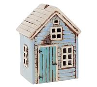 Shudehill Giftware Photophore en céramique Village Pottery Holiday House - Beau cadeau de pendaison de crémaillère, décoration d'intérieur, bougeoir (bleu)