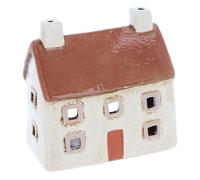 Shudehill Giftware Village Pottery Photophore en céramique Collection House Croft Houses - Rouge, chaume, Paille, Bleu Marine, Ardoise, crème ou Gris (crème)