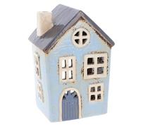 Shudehill Giftware Village Pottery Photophore rond en forme de maison bleue