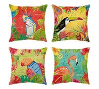 SHUIYAZI Exterieur Imperméable Housses de Coussin 40x40cm, Oiseau coloré Housses de Coussin d'extérieur Coussin Canape Lin Double Face Housse Coussin Salon de Jardin pour Chambre, canapé, Chaise, Lit