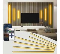 SHUNLEE 6 LED pour Panneau Acoustique Bois, Bluetooth Intelligent Noir Encastré Acoustic Panels Strip, 2700K Blanc Chaud Ruban LED pour Panneau Mural Bois, Muraux et Armoires (40cm*2+70cm*4)