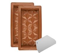 SHUOHONG Lot de 2 moules anti-adhésifs en silicone - Moule à chocolat et pralines - Gratteur inclus - Marron