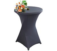 SHUOJIA 1/2/4pcs Housse De Table De Bistrot, Housse Mange Debout, Nappe Mange Debout Nappe Cocktail Ronde, Housse De Table De Extensible en Spandex pour Bar,Mariage,Cocktail (Dark Gray,1Pcs-80cm)