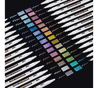 Shuttle Art 30 Marqueurs Métalliques Feutres avec 1 Livre de Coloriage | Stylos Paillettes de Couleurs Métallisées à Pointe Fine pour Album, Scrapbooking, Bullet Journal,DIY, Dessin, Bricolage