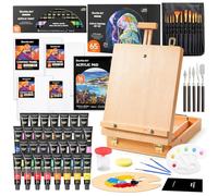 Shuttle Art 65PCS Kit Chevalet Peinture avec 30 Couleurs Peinture Acrylique | Chevalet Peinture en Bois, Toiles, Pinceaux, Palettes, Coffret Peinture Acrylique pour Enfant, Adulte, Artiste