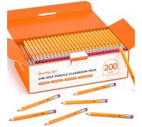 Shuttle Art Crayons de Golf Courts avec Gomme Lot de 200, 9,9 cm Prétaillés | Crayon HB Mini en Bois, Pack en Gros pour Enfants, École, Dessin, Écriture, Fournitures Scolaires, Rentrée des Classes