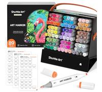 Shuttle Art Feutre à Alcool, 88 Couleurs Feutres Coloriage Adulte à Double Pointe avec 1 Mélangeur et 1 Etui de Rangement, Marqueurs de Dessin Parfait pour Animation Art Esquisse Manga