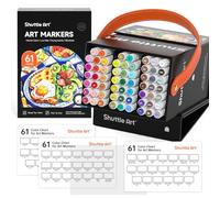Shuttle Art Marqueurs à Feutre Alcool, 60 Couleurs Marqueur Permanent à Double Pointe, avec Bonus 1 Mélangeur et 1 Etui de Rangement, Feutre à Alcool pour Dessin et Manga pour Adultes et Enfants