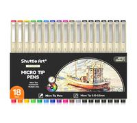 Shuttle Art Micro Fineliner, 18 Stylos a Extra Fine (11 Couleurs Feutre Dessin à Pointe 0,3 mm + 7 Stylo Micro Noir de 0,15 à 0,5 mm), Stylo de Dessin Idéal pour Journaling Illustration Dessin