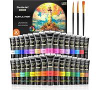 Shuttle Art set de peinture acrylique, 30 couleurs de 36ml, 3 pinceaux, non toxique, sans acide, résistant à l'eau, pour artistes, débutants, adultes