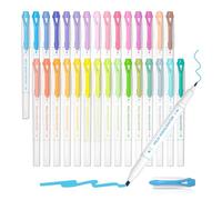 Shuttle Art Surligneur Pastel, 30 Surligneurs de Couleur Douce à Double Pointe Biseautée et Fine, Idéal pour les Enfants et Adultes pour la Marque et la Soulignage au Travail à l’École