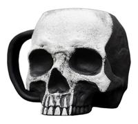 SHUZHENG Ensemble de tasses à café gothiques en forme de tête de mort vintage vieillie, forme irrégulière pour Halloween, maison, bar, fête, cadeau unique pour les amateurs de gothique (noir)