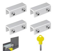 Shwdsy Verrou Porte Coulissante, 4 Pièces Verrou Baie Coulissante | Réglable avec Clé, pour Portes et Fenêtres Coulissantes, Installation Simple, Sécurité Quotidienne et Utilisation Durable