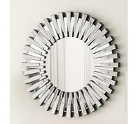 SHYFOY Miroir mural en verre argenté moderne, grand miroir rond avec lumière du soleil, miroir mural décoratif biseauté pour salon, salle de bain, chambre à coucher, cheminée