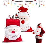 Shyllin Sac Cadeau Premium, 70x50cm, Grands Sacs en Velours Rouge, Sac du Père Noël avec Cordon, Sac Cadeau, pour Décoration et Emballage Cadeau, Fête sur le Thème (Père Noël B)