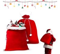 Shyllin Sac Cadeau Premium, 70x50cm, Grands Sacs en Velours Rouge, Sac du Père Noël avec Cordon, Sac Cadeau, pour Décoration et Emballage Cadeau, Fête sur le Thème (Rouge uni)