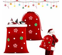 Shyllin Sac Cadeau Premium, 70x50cm, Grands Sacs en Velours Rouge, Sac du Père Noël avec Cordon, Sac Cadeau, pour Décoration et Emballage Cadeau, Fête sur le Thème (Bonbons)