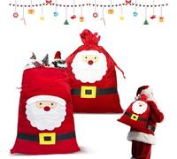 Shyllin Sac Cadeau Premium, 70x50cm, Grands Sacs en Velours Rouge, Sac du Père Noël avec Cordon, Sac Cadeau, pour Décoration et Emballage Cadeau, Fête sur le Thème (Père Noël A)