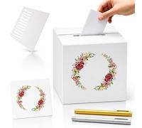 Shyllin Urne Mariage avec Autocollants Transfert et Raclette, Boîte à Cartes DIY 21 x 21 x 21 cm, Décoration Mariage pour Cartes de Vœux et Cadeaux (DIY Type 3)