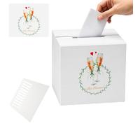 Shyllin Urne Mariage avec Autocollants Transfert et Raclette, Boîte à Cartes DIY 21 x 21 x 21 cm, Décoration Mariage pour Cartes de Vœux et Cadeaux (Type 7)