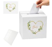 Shyllin Urne Mariage avec Autocollants Transfert et Raclette, Boîte à Cartes DIY 21 x 21 x 21 cm, Décoration Mariage pour Cartes de Vœux et Cadeaux (Type 9)