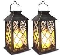 SHYMERY Lot de 2 lanternes solaires à suspendre pour jardin, extérieur, 35,6 cm, 3 fois plus longtemps, 10 lumens, étanches, sans flamme, pour table, extérieur, décoration de fête